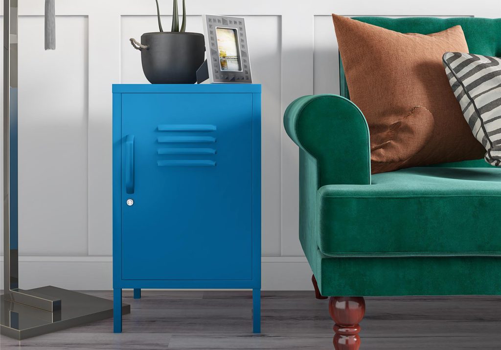 Novogratz Cache Metal Locker End Table-Blue