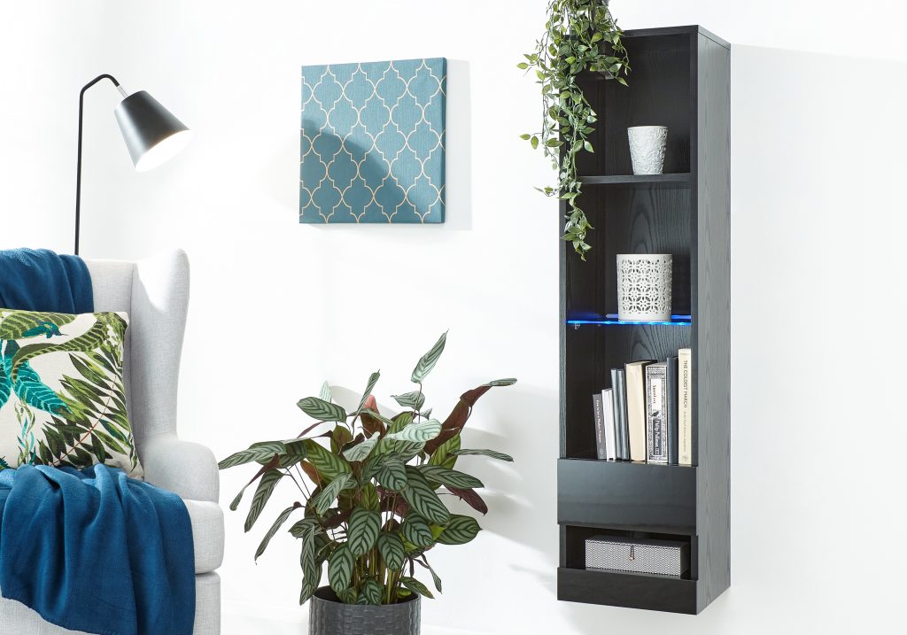 GFW Galicia Tall Shelf Unit With LED -Black