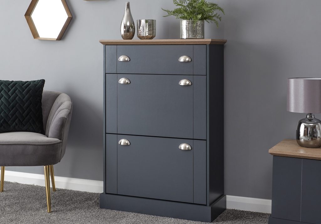 GFW Kendal Deluxe Shoe Cabinet -Slate Blue