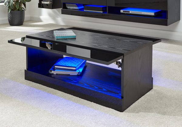 GFW Galicia Coffee Table With LED  Black | Bed Sava