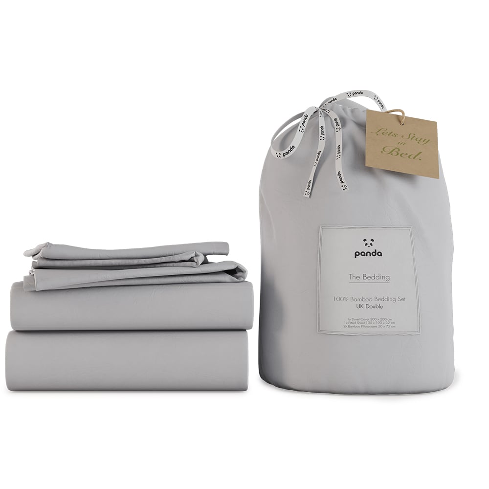 Panda Bamboo Bedding Complete Bedding Set Quiet Grey-Kingsize