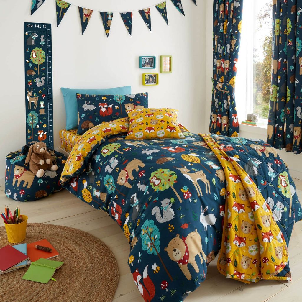 Happy Linen Co Woodland Friends Bedding-Double-Navy