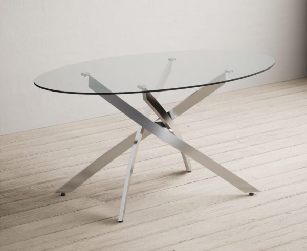 Bernini 165cm Oval Glass Dining Table | Bed Sava