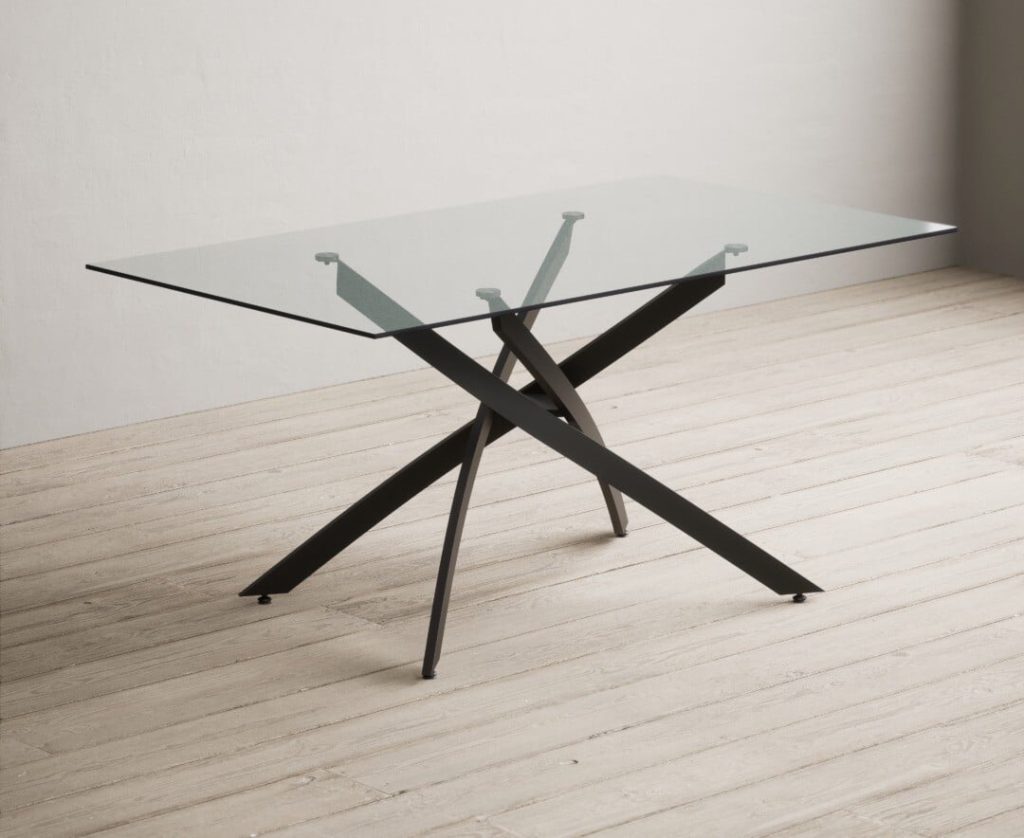 Bernini 160cm Black Leg Rectangular Glass Dining Table