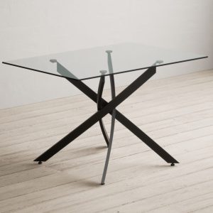 Bernini 120cm Black Leg Rectangular Glass Dining Table | Bed Sava