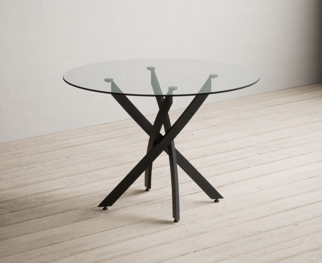 Bernini 110cm Black Leg Glass Dining Table