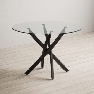 Bernini 110cm Black Leg Glass Dining Table | Bed Sava