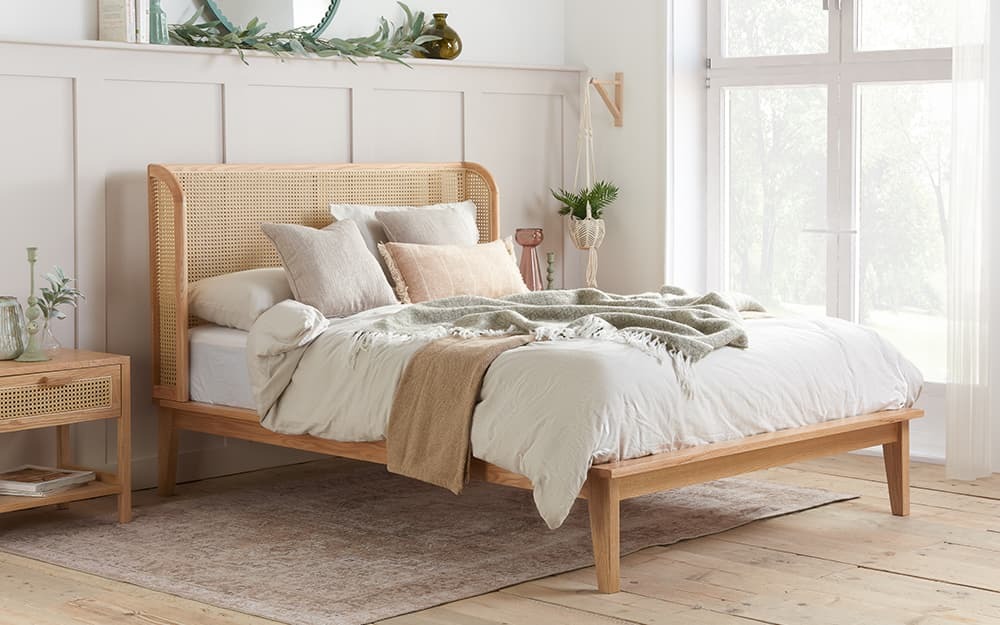 Birlea Astrid Wooden Rattan Bed Frame, Double
