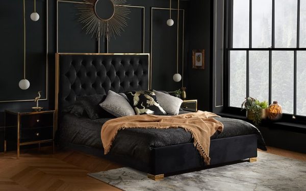Birlea Chelsea Fabric Bed Frame Double Black | Bed Sava