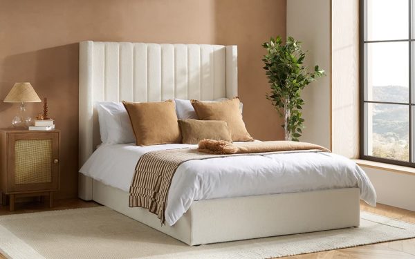 Birlea Maisey Fabric Ottoman Bed Frame King Size White Boucle | Bed Sava