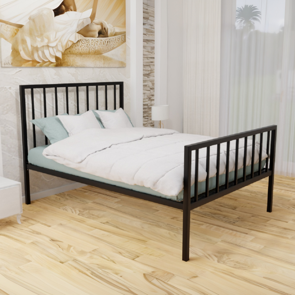 Wholesale Beds Eleanor Wrought Iron Bed Frame-Black -Low Foot End-Kingsize