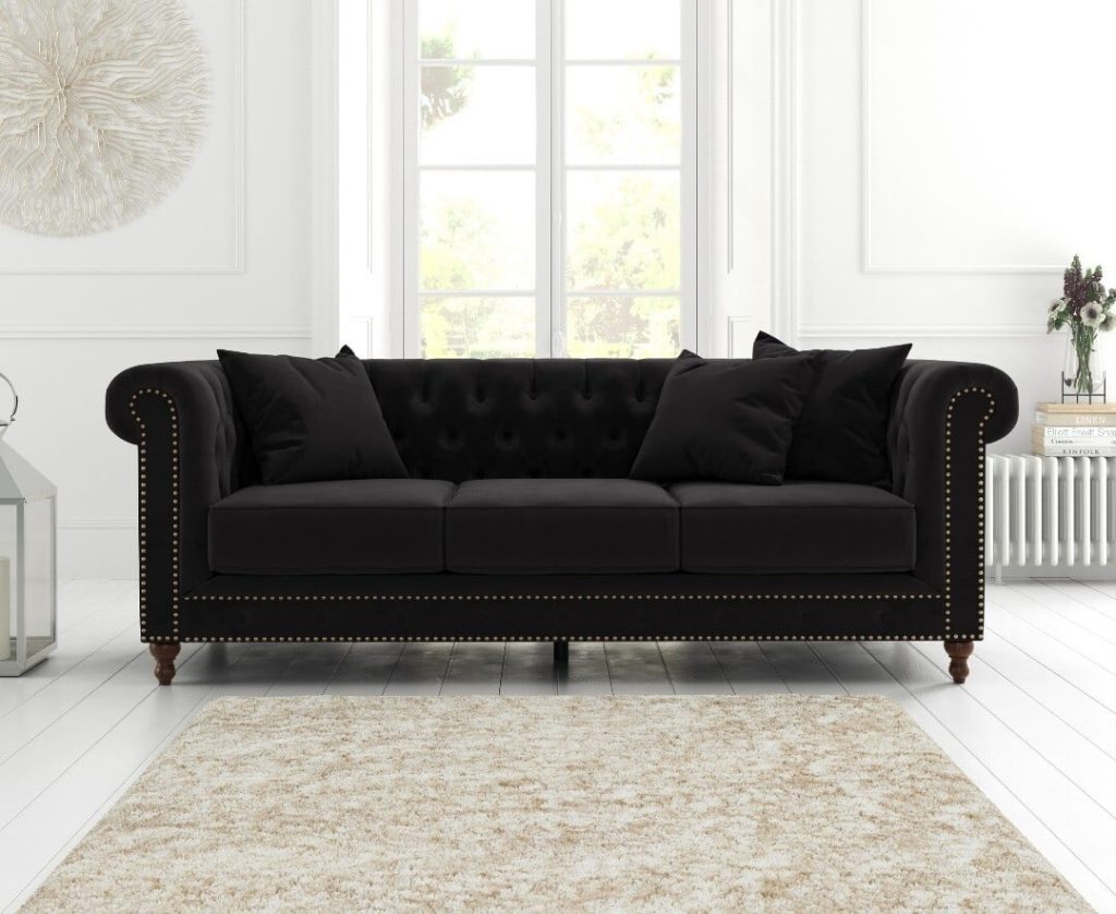 Westminster Chesterfield Black Velvet 3 Seater Sofa