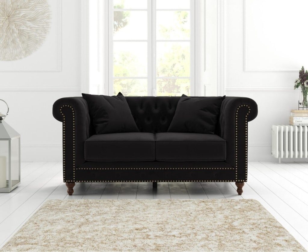Westminster Chesterfield Black Velvet 2 Seater Sofa