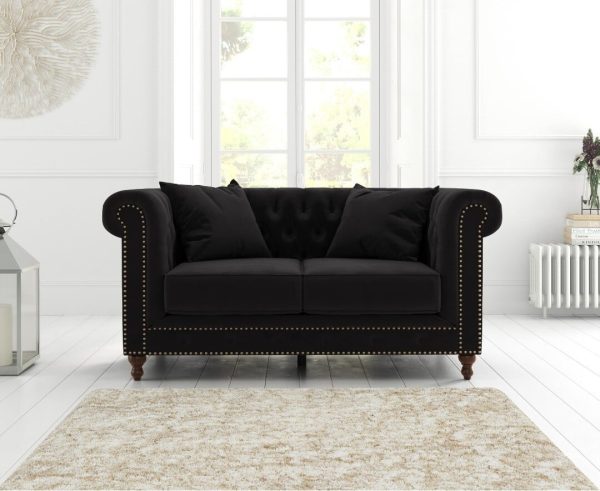 Westminster Chesterfield Black Velvet 2 Seater Sofa | Bed Sava