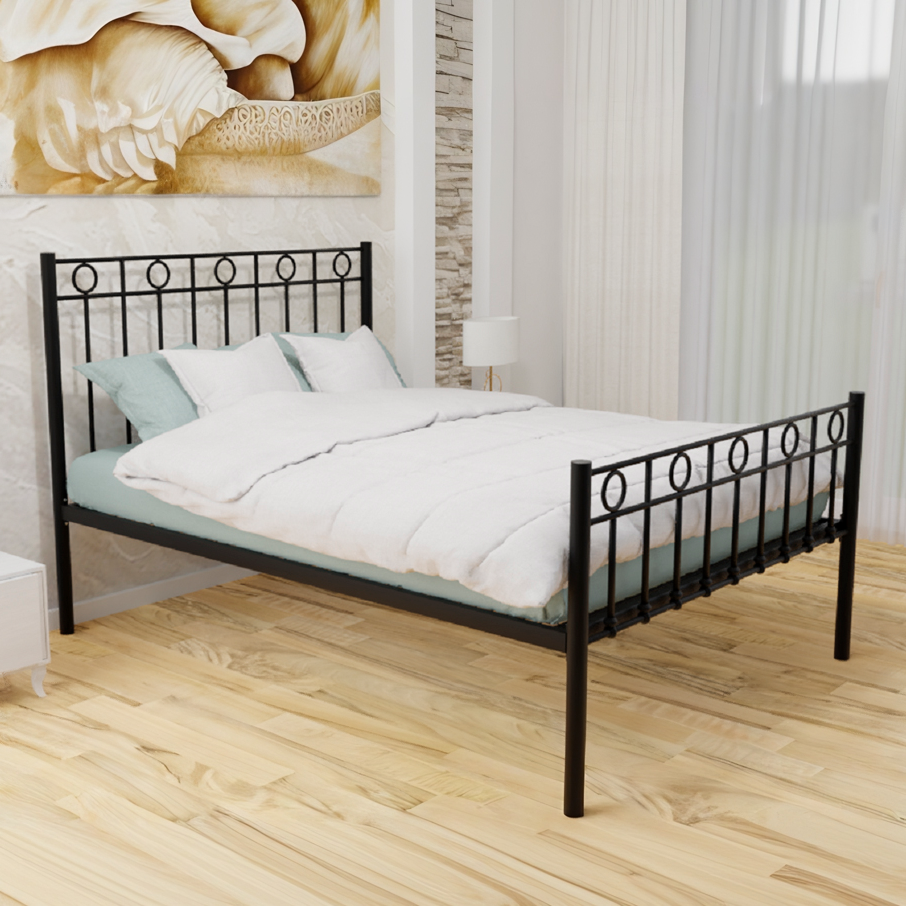 Wholesale Beds Carmen Wrought Iron Bed Frame-Black -Low Foot End-Small Double