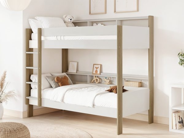 Noomi Bodie Solid Wood Storage Bunk Bed White  Oak FSC Certified | Bed Sava