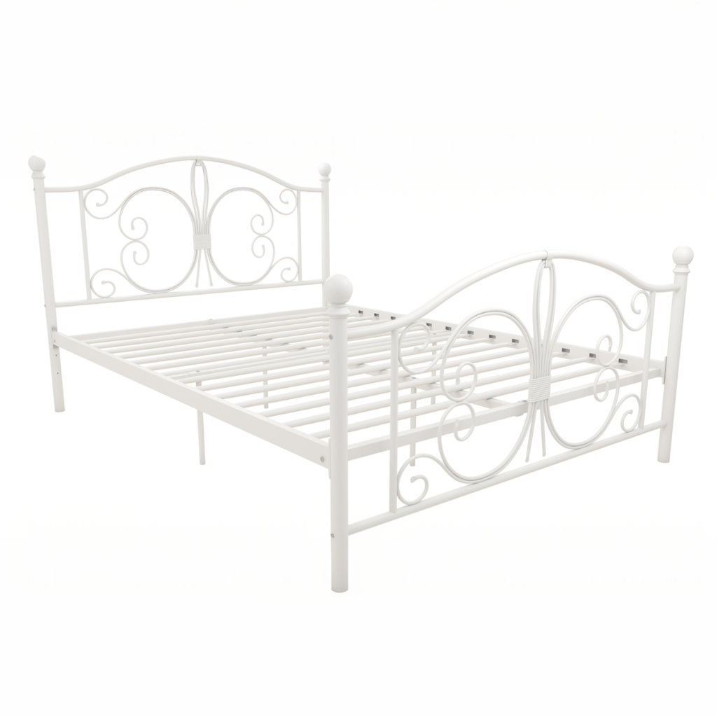 Dorel Bombay Metal Bed Frame-White-Kingsize
