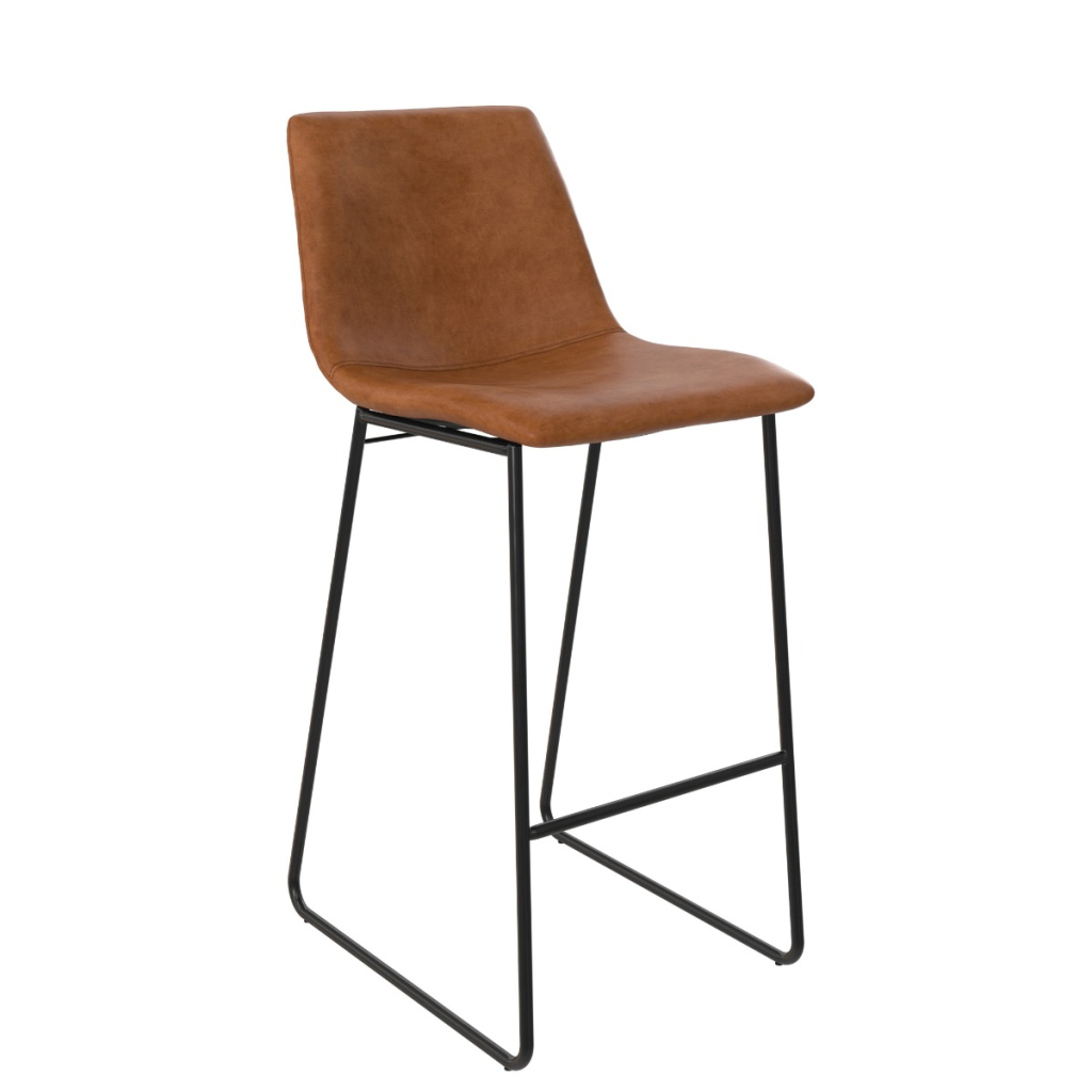 Dorel Bowden Upholstered Moulded Barstool Caramel Maple