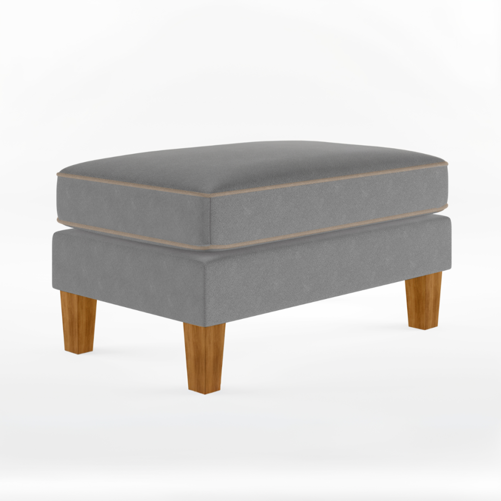 Dorel Bowen Ottoman With Contrast Welting-Grey/Beige