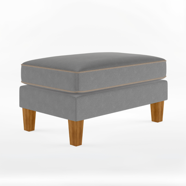 Dorel Bowen Ottoman With Contrast Welting GreyBeige | Bed Sava