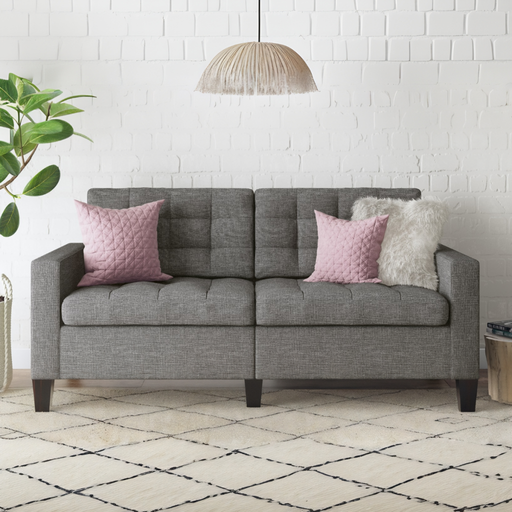 Dorel Bowie 2 Seater Sofa Grey Linen
