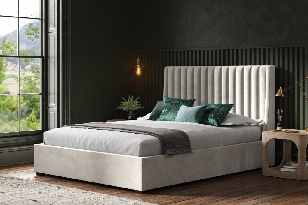 Emporia Beds Bramcote Velvet Ottoman Light Grey-SuperKing