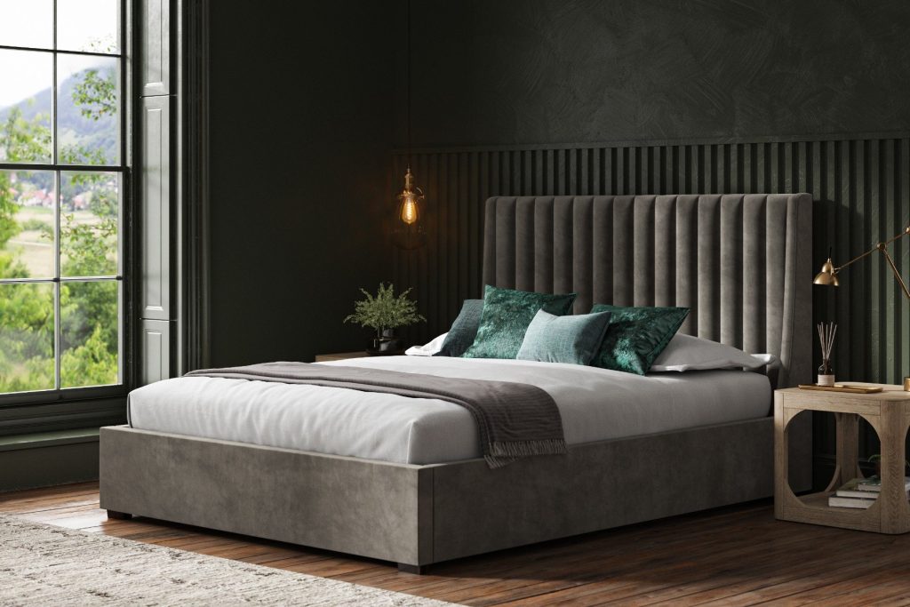 Emporia Beds Bramcote Velvet Ottoman Mid Grey-SuperKing