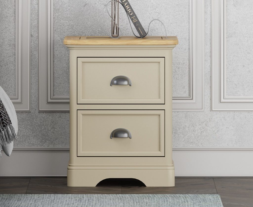 Madley Oak and Cream Painted 2 Drawer Bedside Chest