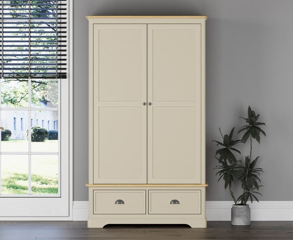 Madley Oak and Cream Painted Double Wardrobe | Bed Sava