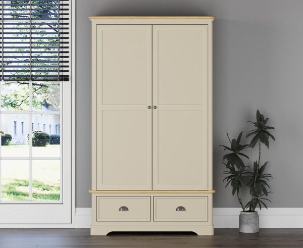 Madley Oak and Cream Painted Double Wardrobe | Bed Sava