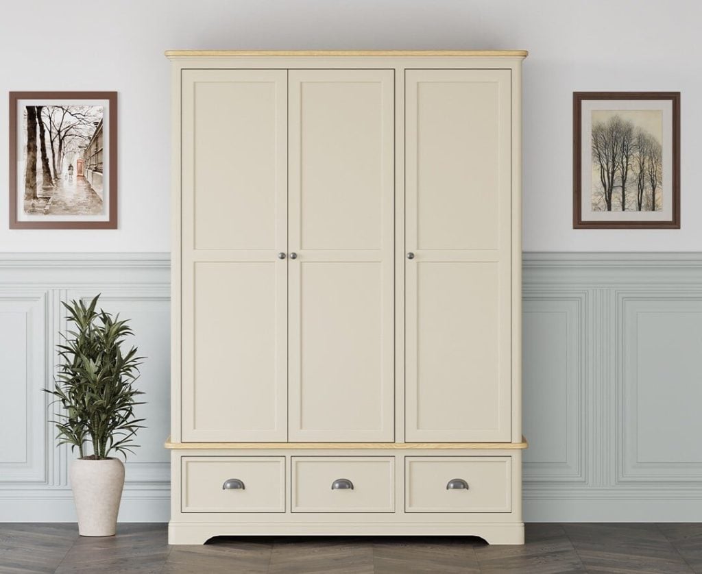 Madley Oak and Cream Painted Triple Wardrobe | Bed Sava