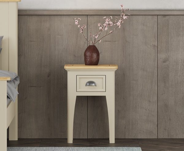 Madley Oak and Cream Painted 1 Drawer Bedside Table | Bed Sava