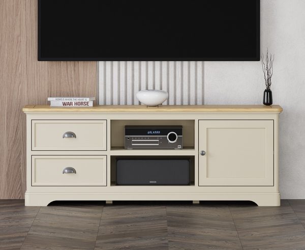 Madley Oak and Cream Painted Super Wide TV Cabinet | Bed Sava