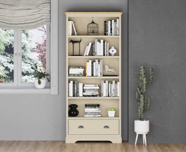 Madley Oak and Cream Painted Tall Bookcase | Bed Sava
