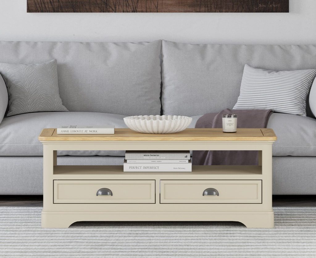 Madley Oak and Cream Painted 4 Drawer Coffee Table