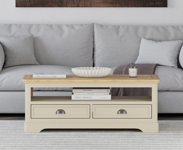 Madley Oak and Cream Painted 4 Drawer Coffee Table | Bed Sava