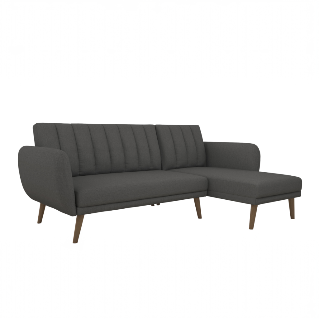 Dorel Brittany Sectional Sofa Bed-Dark Grey
