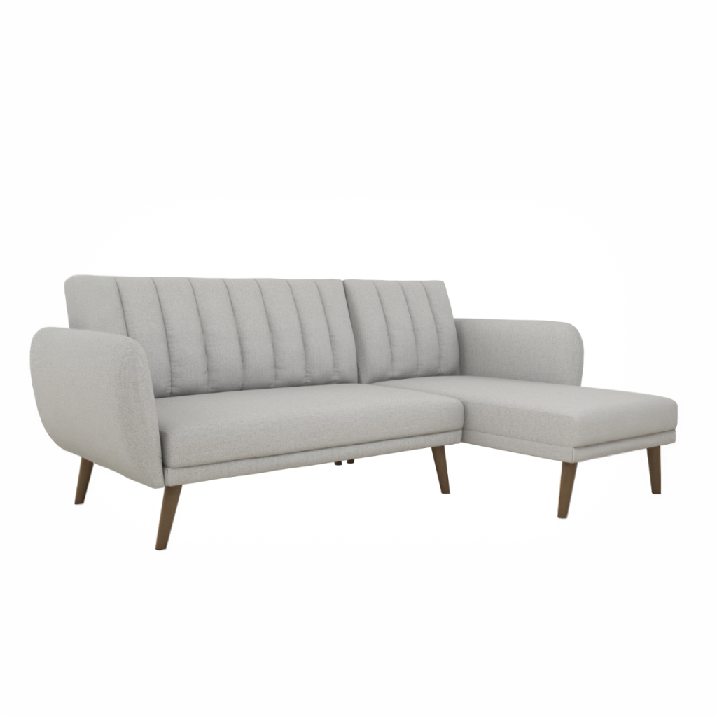 Dorel Brittany Sectional Sofa Bed-Light Grey