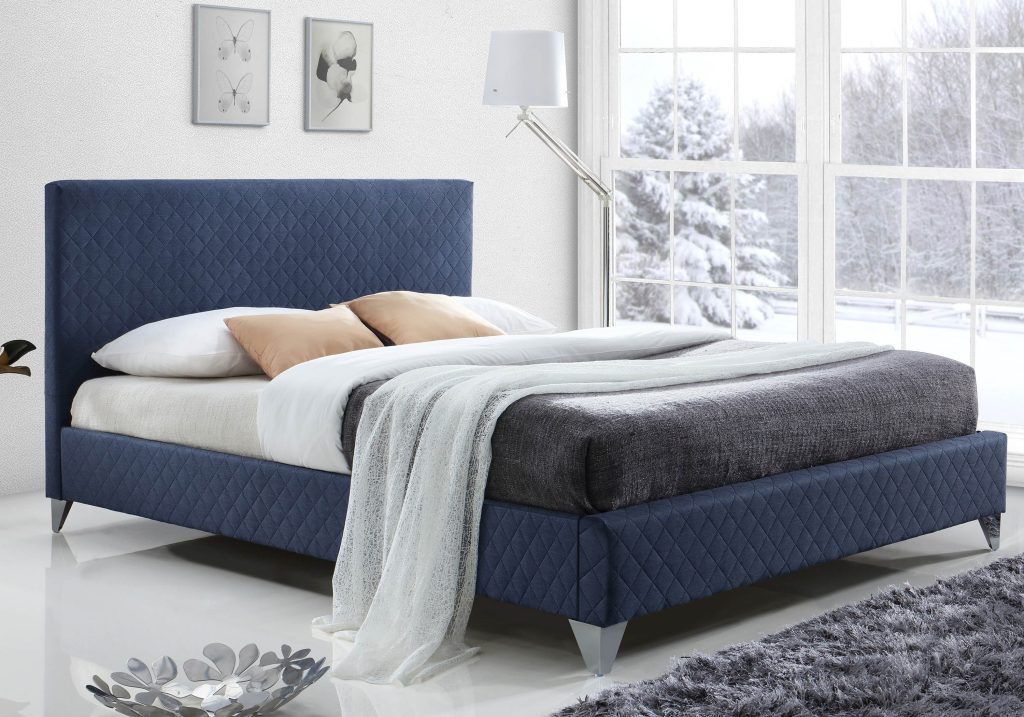 Time Living Brooklyn Fabric Bed Frame-Blue-Kingsize