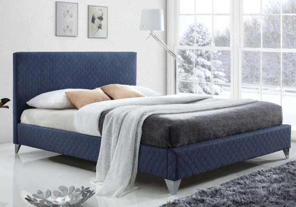 Time Living Brooklyn Fabric Bed Frame Blue Kingsize | Bed Sava
