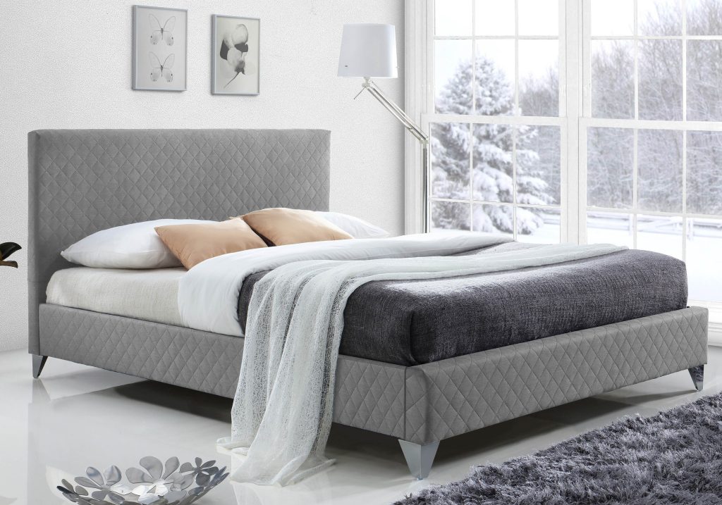 Time Living Brooklyn Fabric Bed Frame-Grey-Double