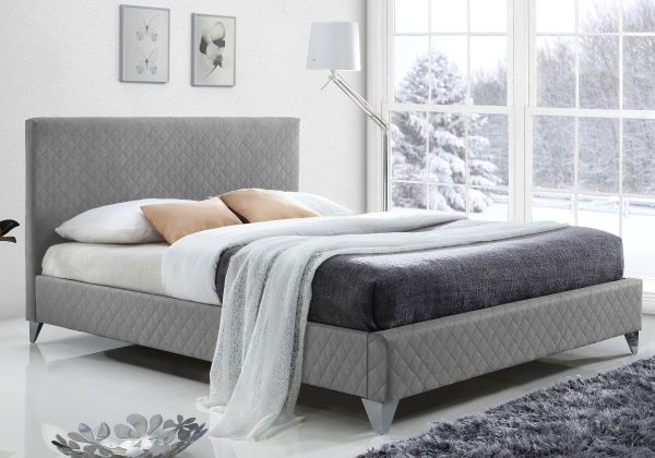 Time Living Brooklyn Fabric Bed Frame Grey Double | Bed Sava