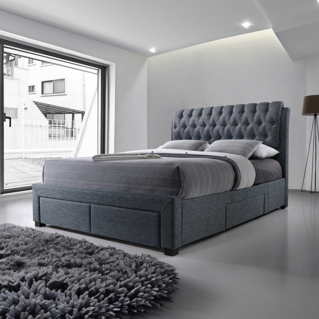 Artisan 4 drawer fabric bed frame -Double