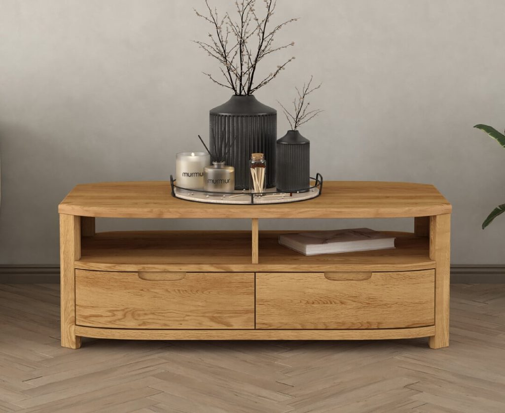 Somerton Curved Solid Oak 4 Drawer Coffee Table