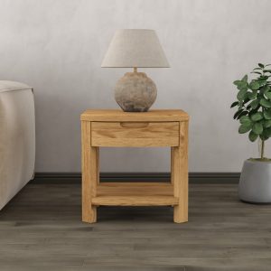 Somerton Curved Solid Oak 1 Drawer Lamp Table | Bed Sava