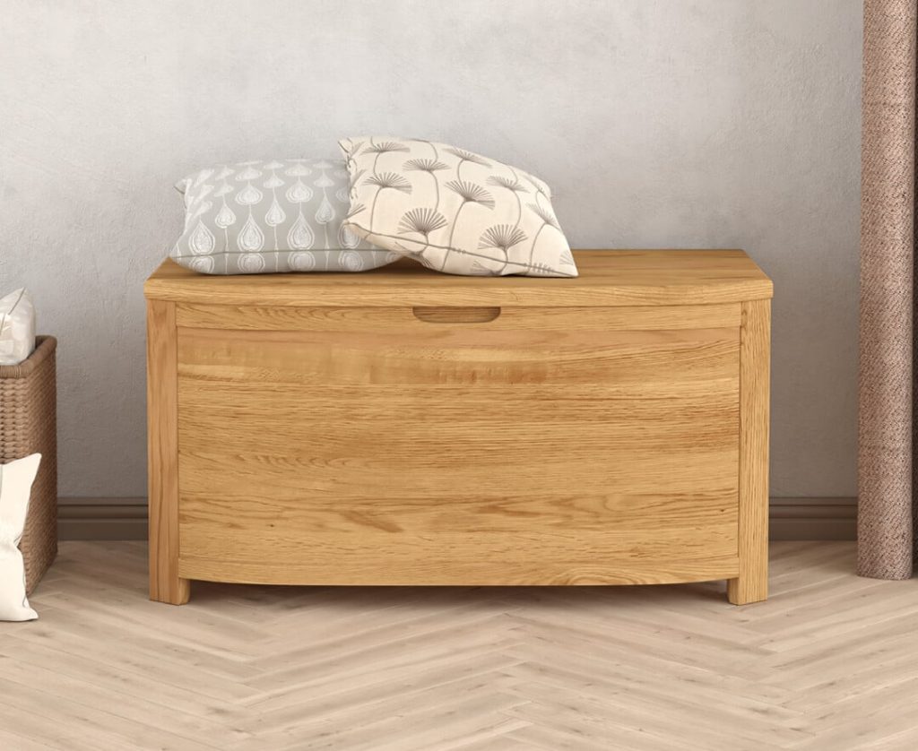 Somerton Curved Solid Oak Blanket Box