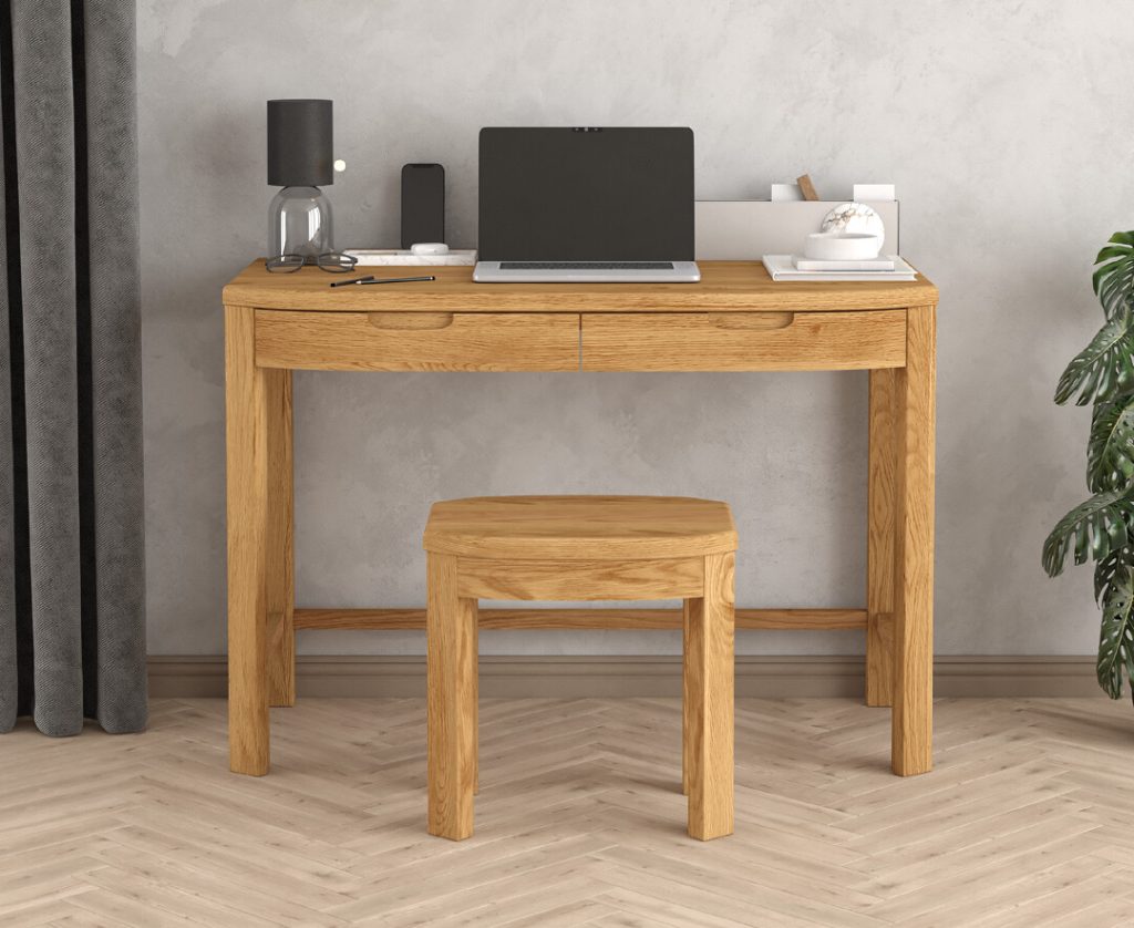 Somerton Curved Solid Oak Compact Desk