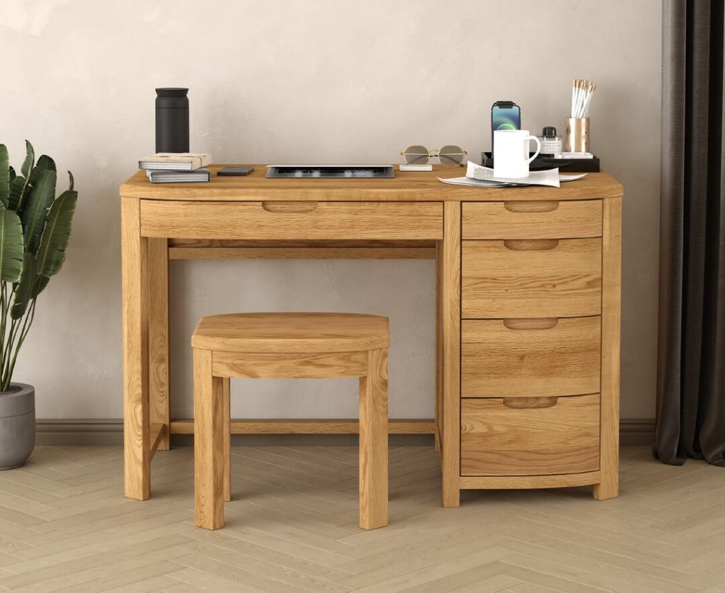 Somerton Curved Solid Oak Computer Desk
