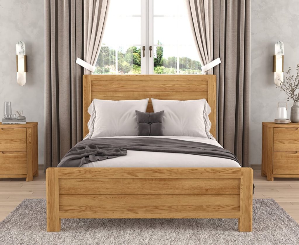 Somerton Curved Solid Oak Double Bed