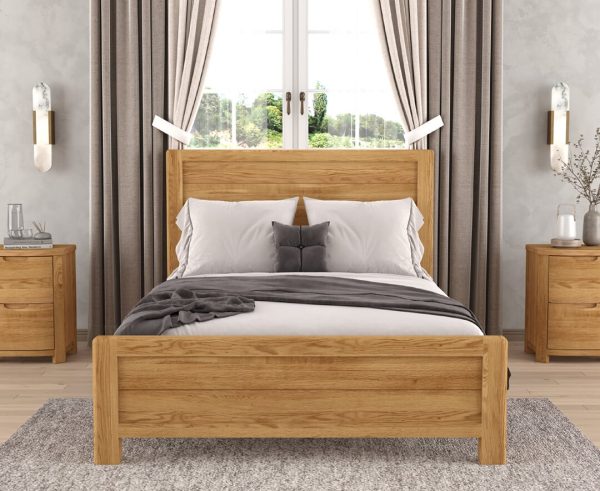 Somerton Curved Solid Oak Double Bed | Bed Sava